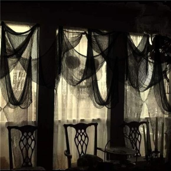 5Pcs Halloween Black Creepy Cloth- Spooky Gauze Fabric Cloth Halloween Decor - Picture 2 of 8